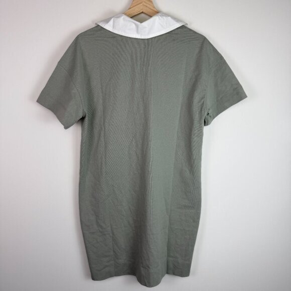 Everlane The Organic Cotton Short Sleeve Polo Mini Dress Sage Green White S - Picture 3 of 6